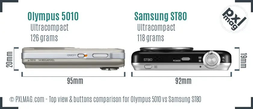 Olympus 5010 vs Samsung ST80 top view buttons comparison