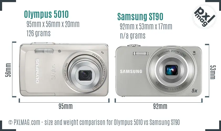 Olympus 5010 vs Samsung ST90 size comparison