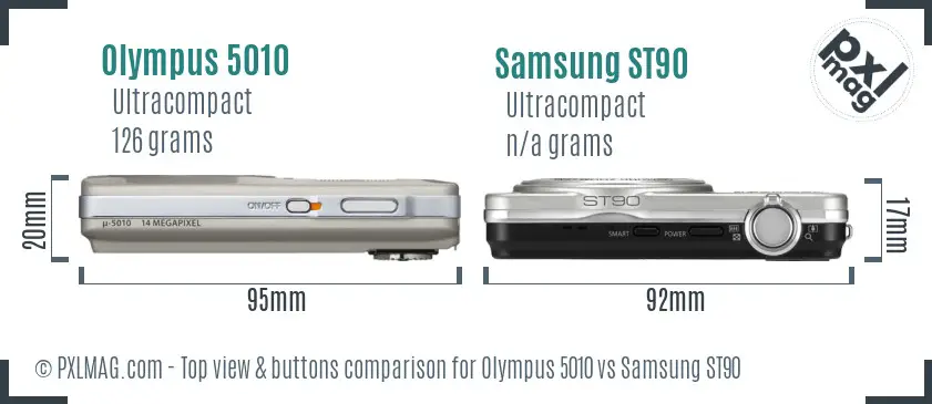 Olympus 5010 vs Samsung ST90 top view buttons comparison