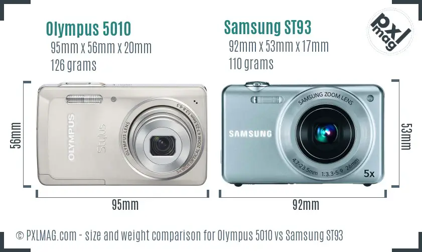 Olympus 5010 vs Samsung ST93 size comparison