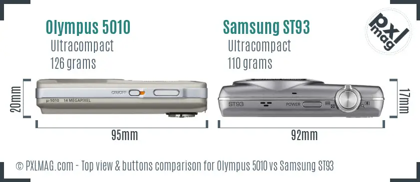 Olympus 5010 vs Samsung ST93 top view buttons comparison