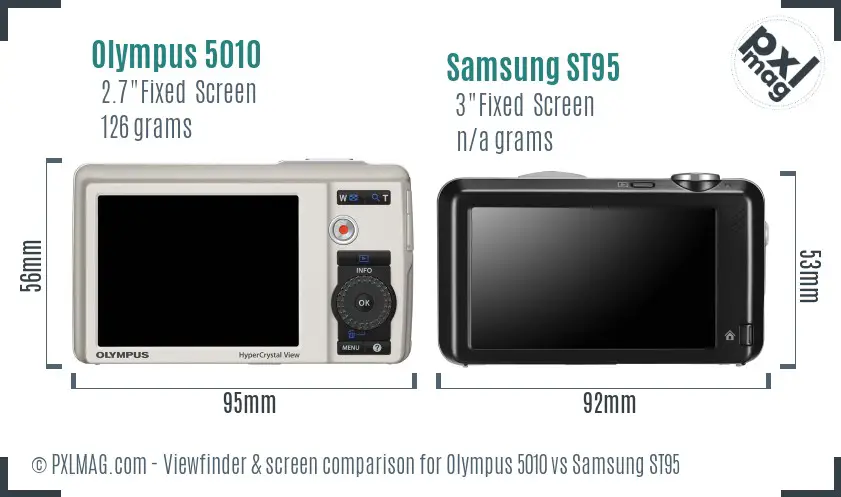 Olympus 5010 vs Samsung ST95 Screen and Viewfinder comparison