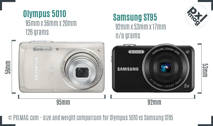 Olympus 5010 vs Samsung ST95 size comparison