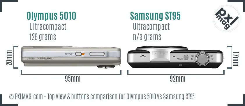 Olympus 5010 vs Samsung ST95 top view buttons comparison