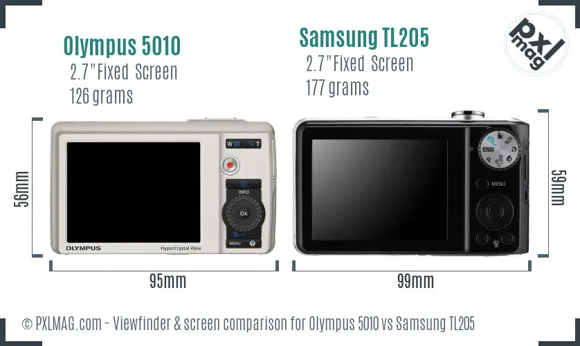 Olympus 5010 vs Samsung TL205 Screen and Viewfinder comparison