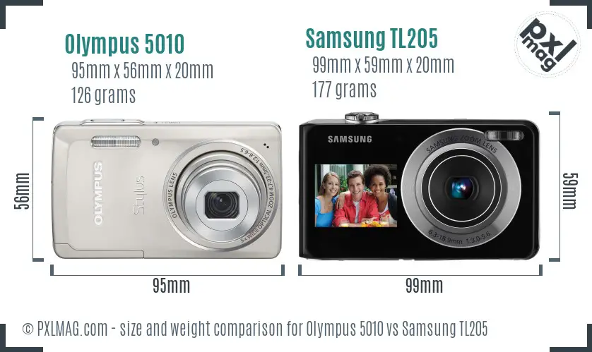 Olympus 5010 vs Samsung TL205 size comparison