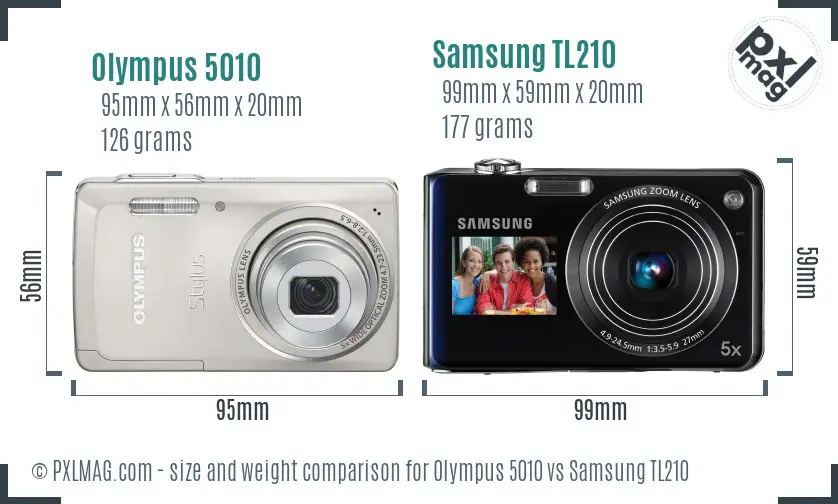 Olympus 5010 vs Samsung TL210 size comparison