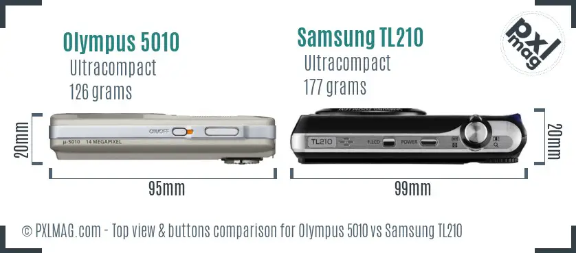 Olympus 5010 vs Samsung TL210 top view buttons comparison