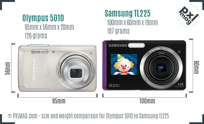 Olympus 5010 vs Samsung TL225 size comparison