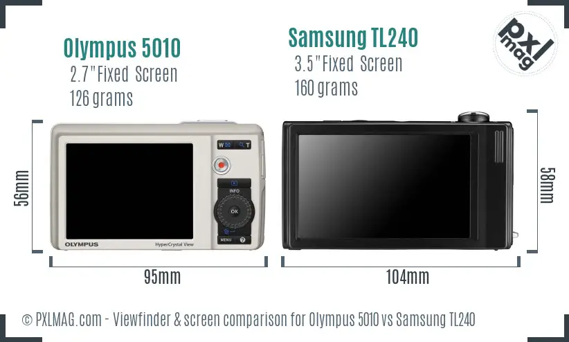 Olympus 5010 vs Samsung TL240 Screen and Viewfinder comparison Olympus 5010 vs Samsung TL240 Screen and Viewfinder comparison