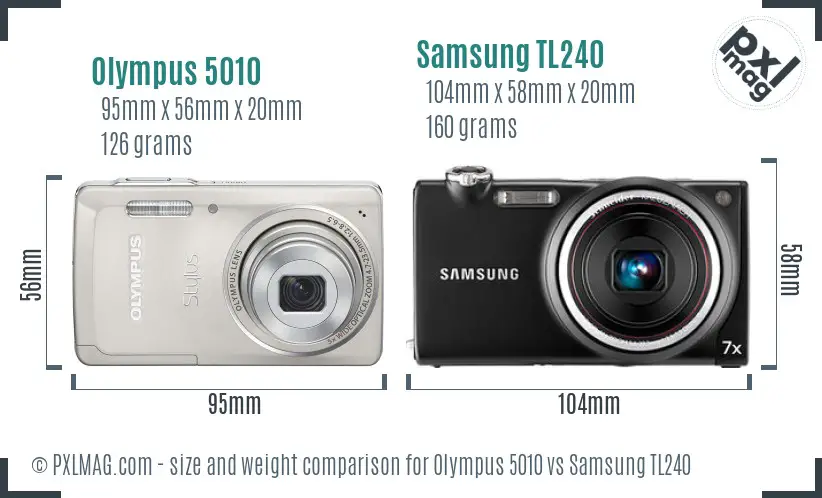 Olympus 5010 vs Samsung TL240 size comparison Olympus 5010 vs Samsung TL240 size comparison