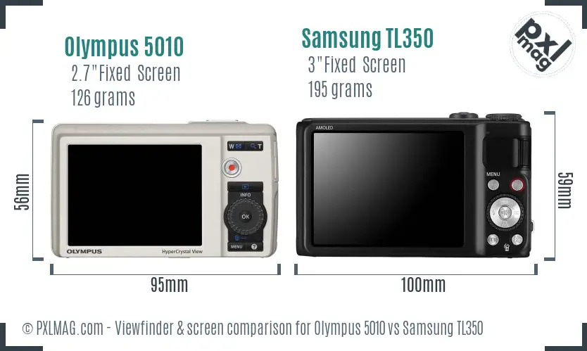 Olympus 5010 vs Samsung TL350 Screen and Viewfinder comparison