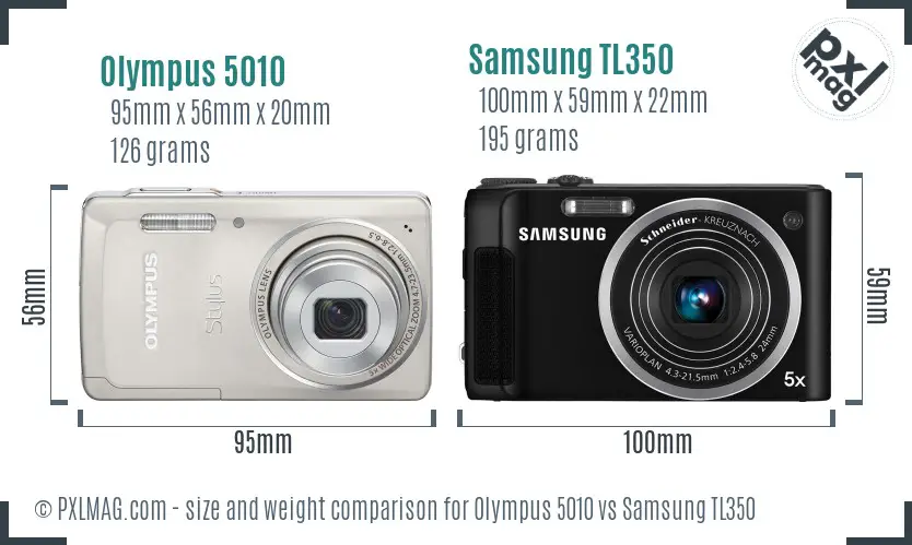 Olympus 5010 vs Samsung TL350 size comparison