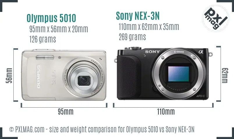 Olympus 5010 vs Sony NEX-3N size comparison