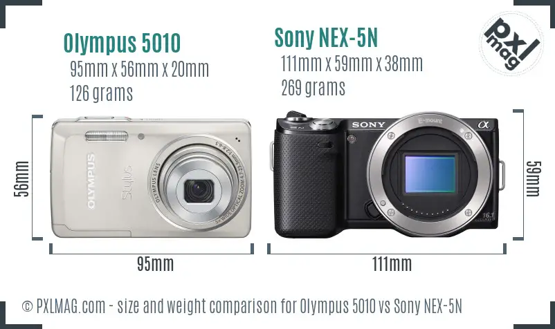 Olympus 5010 vs Sony NEX-5N size comparison Olympus 5010 vs Sony NEX-5N size comparison