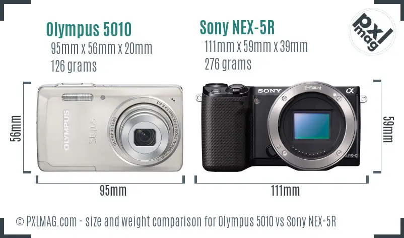 Olympus 5010 vs Sony NEX-5R size comparison
