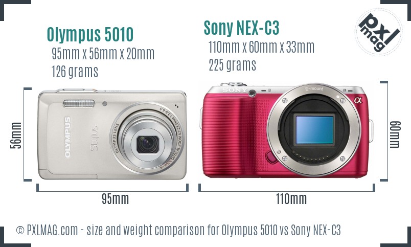 Olympus 5010 vs Sony NEX-C3 size comparison