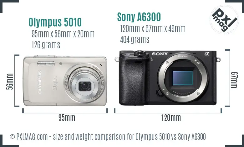 Olympus 5010 vs Sony A6300 size comparison