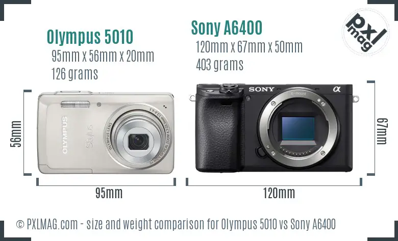 Olympus 5010 vs Sony A6400 size comparison