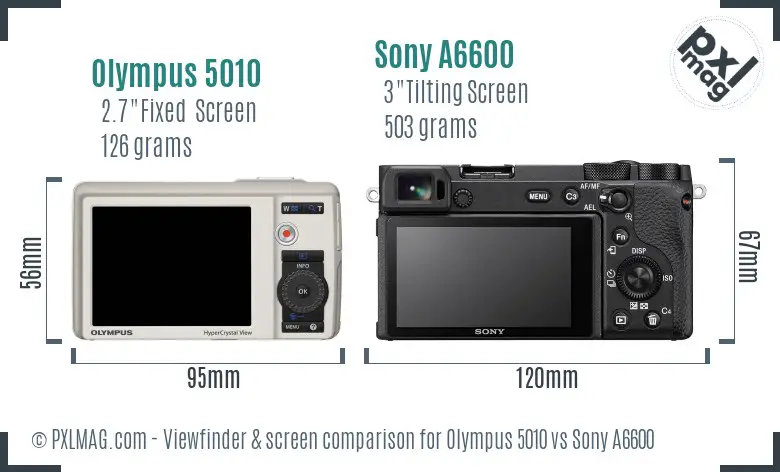 Olympus 5010 vs Sony A6600 Screen and Viewfinder comparison