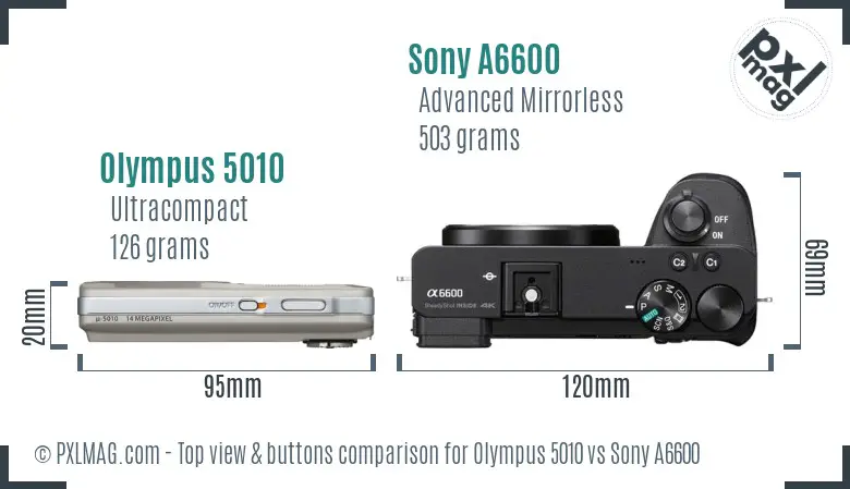 Olympus 5010 vs Sony A6600 top view buttons comparison
