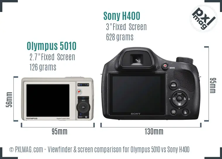 Olympus 5010 vs Sony H400 Screen and Viewfinder comparison