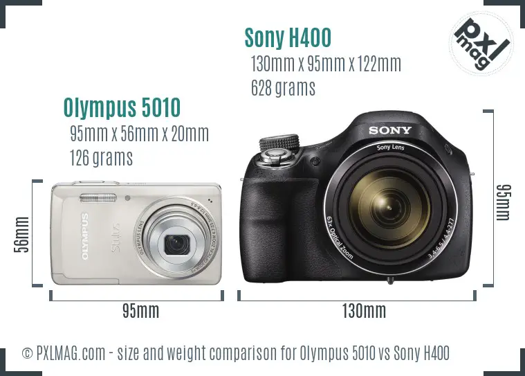 Olympus 5010 vs Sony H400 size comparison