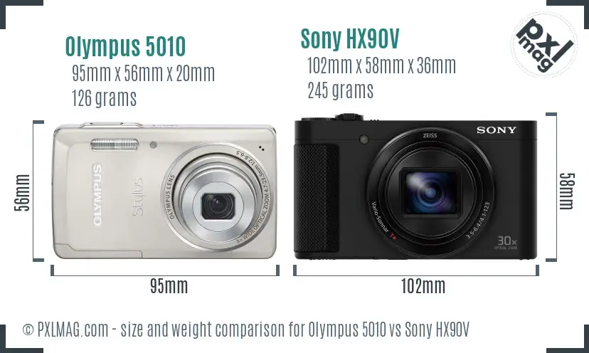 Olympus 5010 vs Sony HX90V size comparison