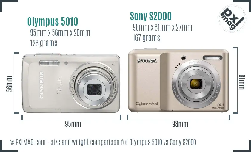 Olympus 5010 vs Sony S2000 size comparison