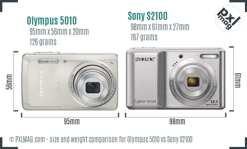 Olympus 5010 vs Sony S2100 size comparison Olympus 5010 vs Sony S2100 size comparison
