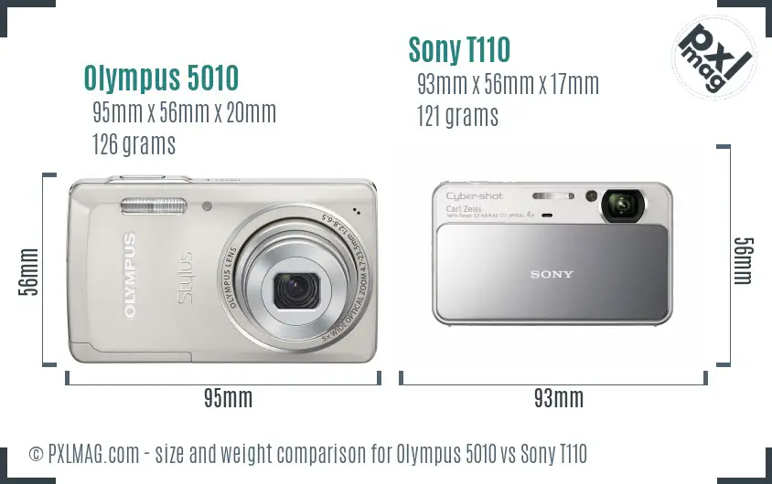 Olympus 5010 vs Sony T110 size comparison