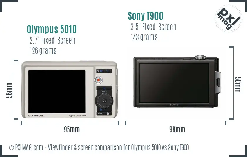 Olympus 5010 vs Sony T900 Screen and Viewfinder comparison