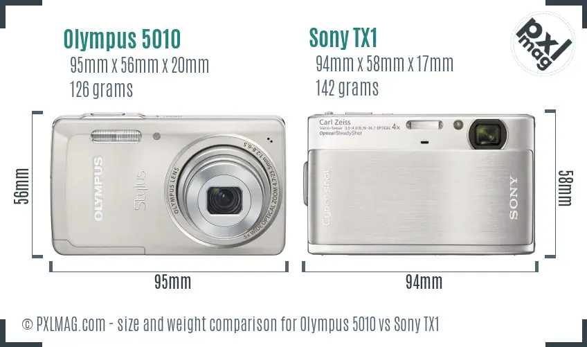 Olympus 5010 vs Sony TX1 size comparison