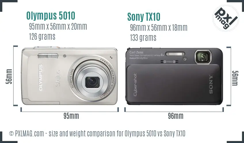Olympus 5010 vs Sony TX10 size comparison