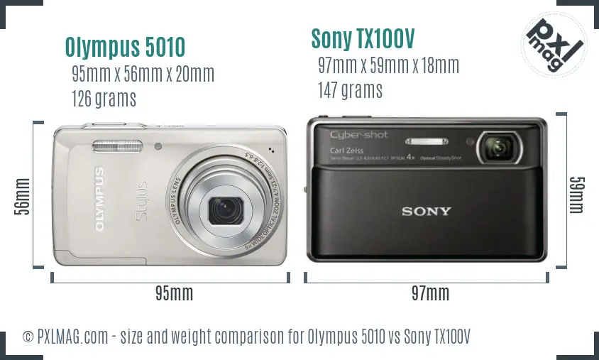 Olympus 5010 vs Sony TX100V size comparison