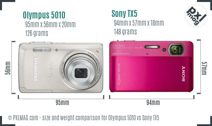 Olympus 5010 vs Sony TX5 size comparison Olympus 5010 vs Sony TX5 size comparison