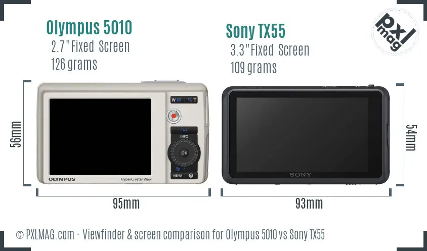 Olympus 5010 vs Sony TX55 Screen and Viewfinder comparison