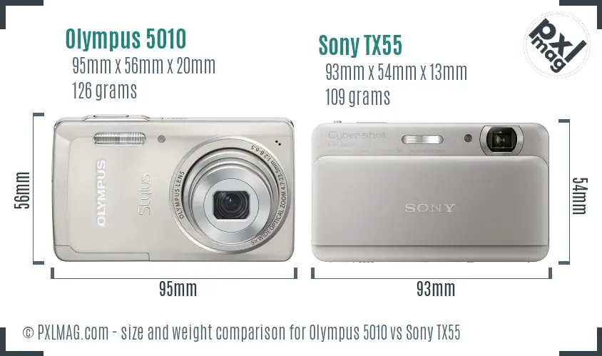 Olympus 5010 vs Sony TX55 size comparison