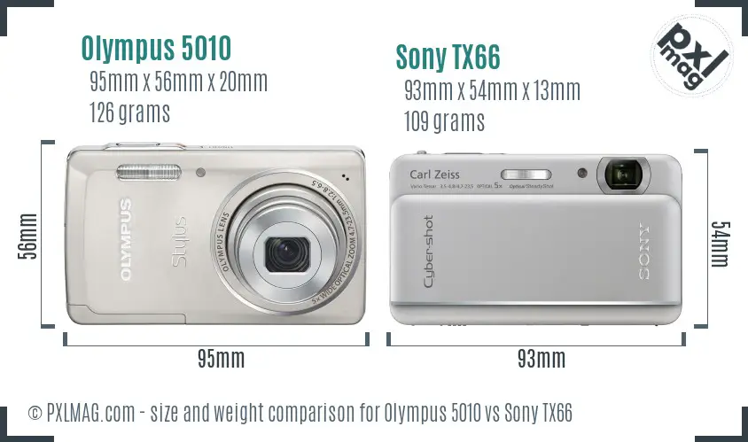 Olympus 5010 vs Sony TX66 size comparison