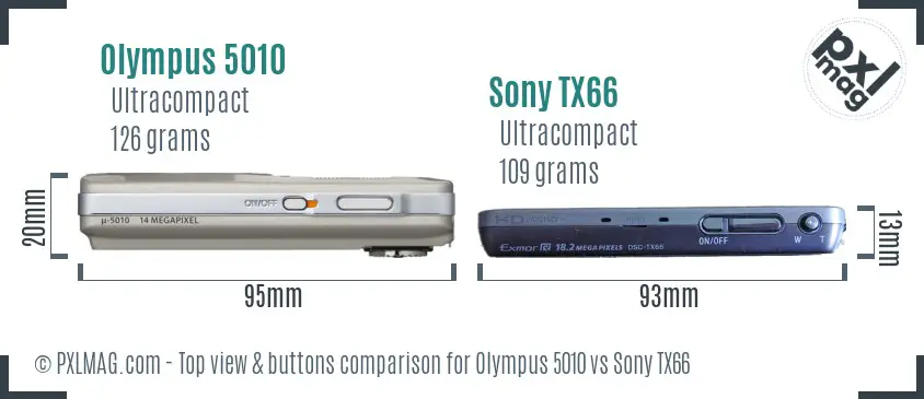 Olympus 5010 vs Sony TX66 top view buttons comparison