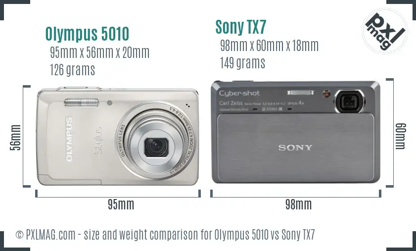 Olympus 5010 vs Sony TX7 size comparison