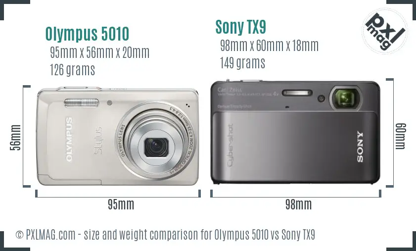 Olympus 5010 vs Sony TX9 size comparison