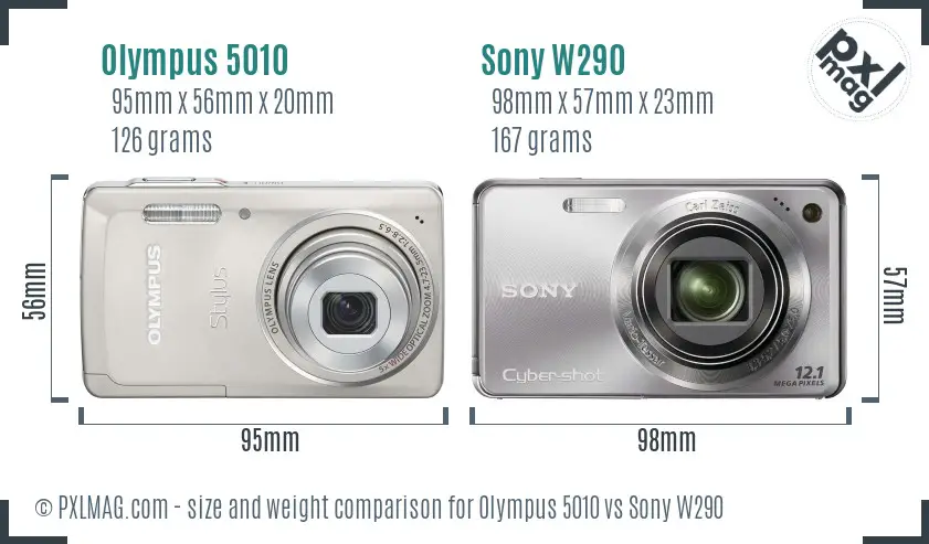 Olympus 5010 vs Sony W290 size comparison