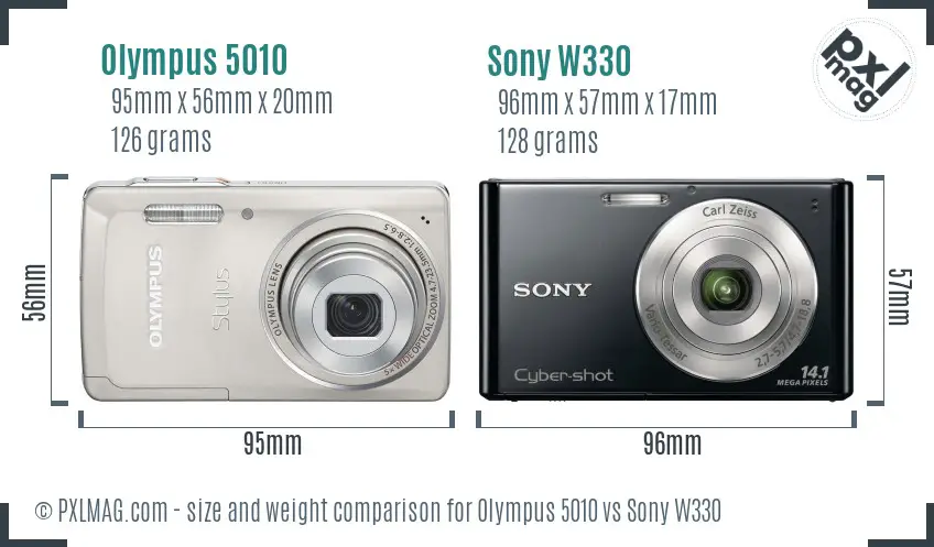 Olympus 5010 vs Sony W330 size comparison