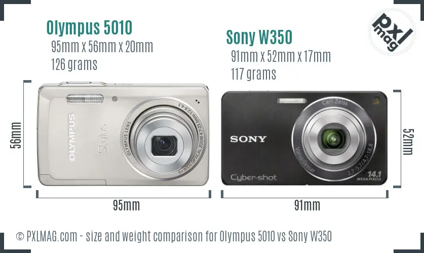 Olympus 5010 vs Sony W350 size comparison