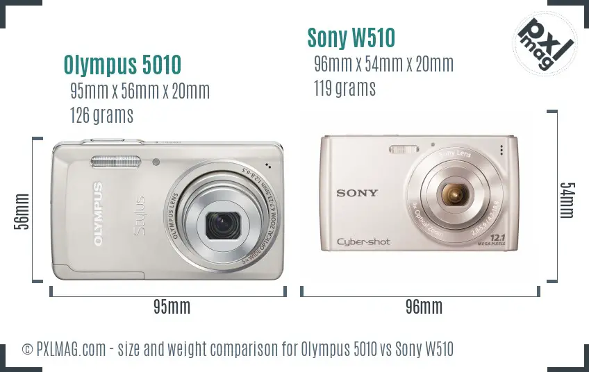 Olympus 5010 vs Sony W510 size comparison