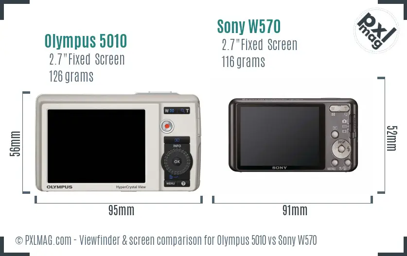 Olympus 5010 vs Sony W570 Screen and Viewfinder comparison