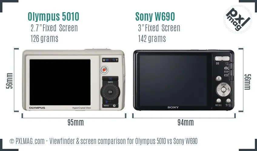 Olympus 5010 vs Sony W690 Screen and Viewfinder comparison