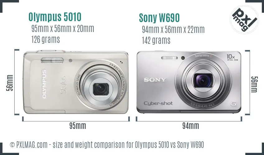 Olympus 5010 vs Sony W690 size comparison