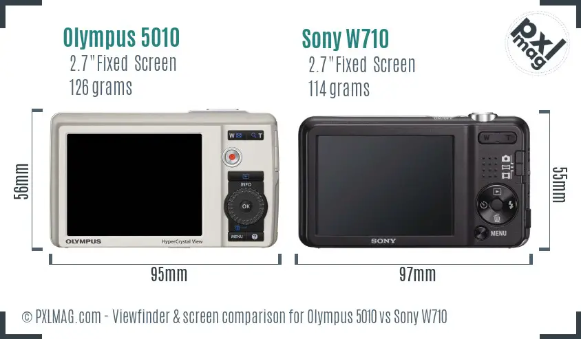 Olympus 5010 vs Sony W710 Screen and Viewfinder comparison